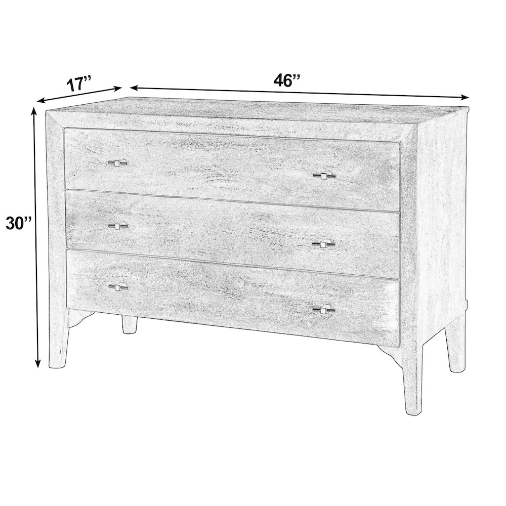 Rockport 46 in. W Rectangular Wood 3 Drawer Dresser, Gray. Picture 2