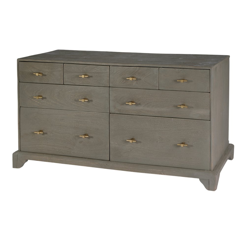 Faro 55 in. W Rectangular Wood 8 Drawer Dresser, Gray. Picture 1
