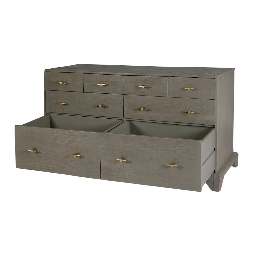 Faro 55 in. W Rectangular Wood 8 Drawer Dresser, Gray. Picture 4