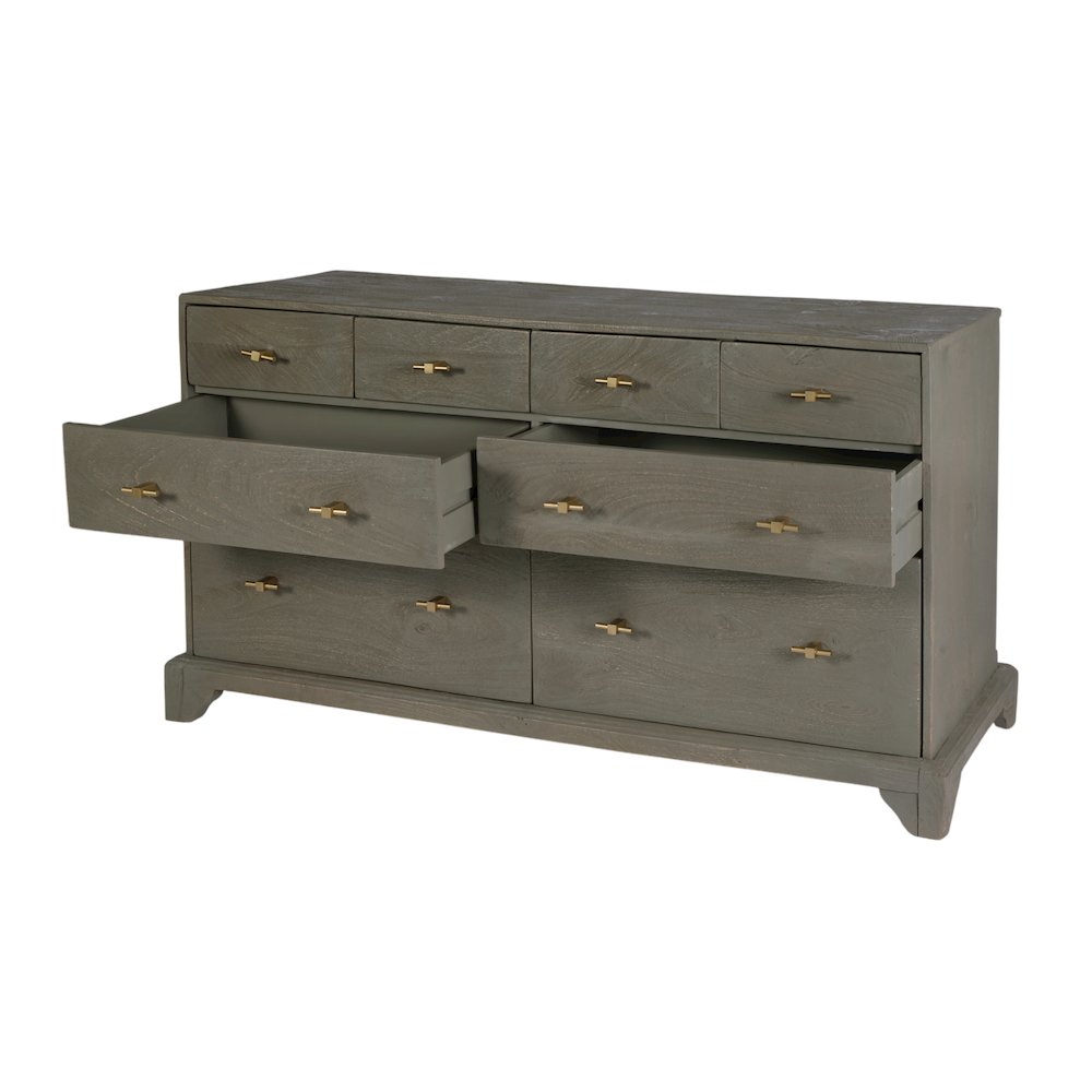 Faro 55 in. W Rectangular Wood 8 Drawer Dresser, Gray. Picture 5