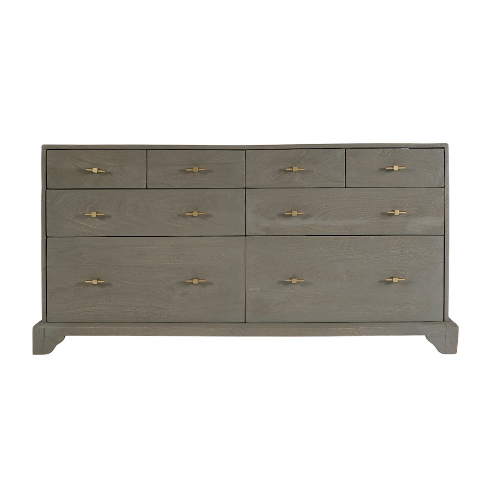 Faro 55 in. W Rectangular Wood 8 Drawer Dresser, Gray. Picture 7