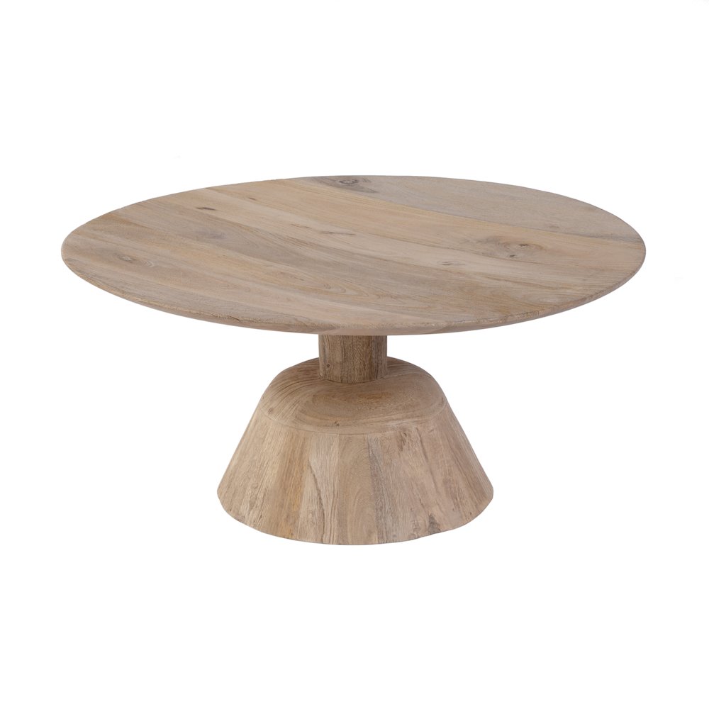 Carmine 30 in. Round Wood Coffee Table, Natural. Picture 1