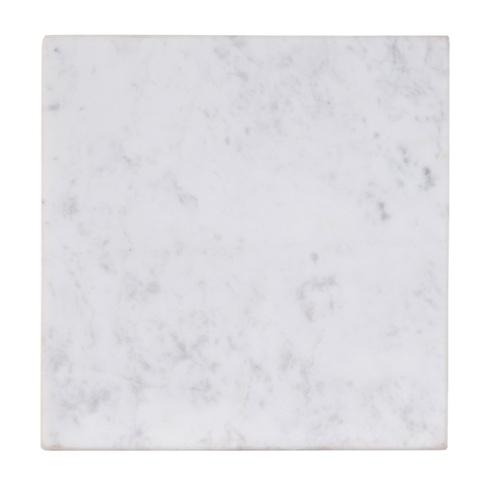 Paulina 9 in. W Square Marble and Iron End Table, White, Antique Gold. Picture 5