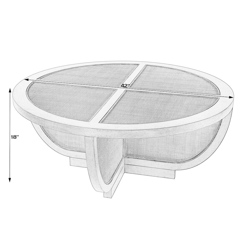 Bali Breeze 42 in. Round Wood and Mesh Coffee Table, Brown. Picture 2