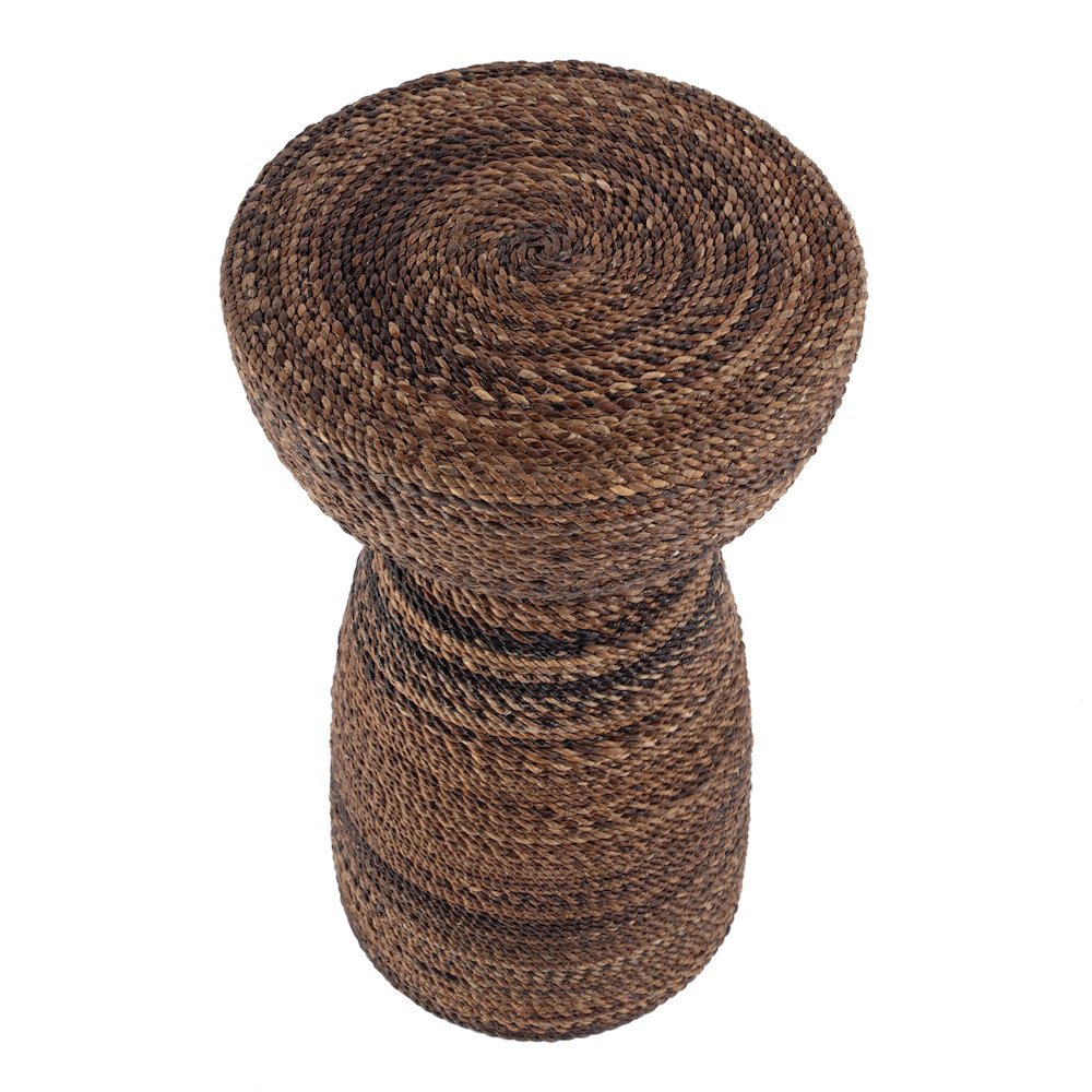 Bagshawe 13 in. W Round Wood and Abaca Rope Inlay Drum Side Table, Brown. Picture 4