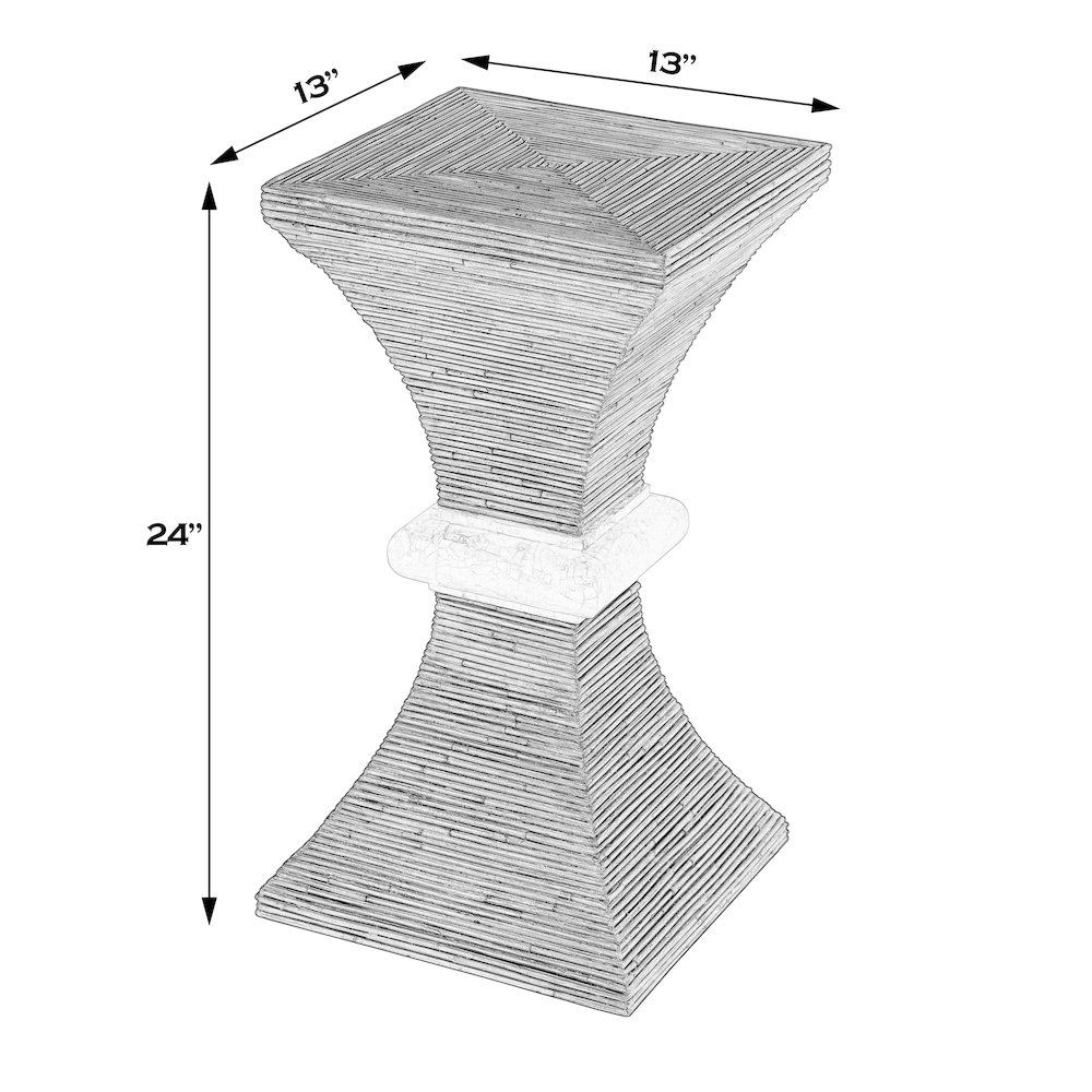 Marikit 13" W Square Wood and Arorog Inlay Side Table, Brown. Picture 3