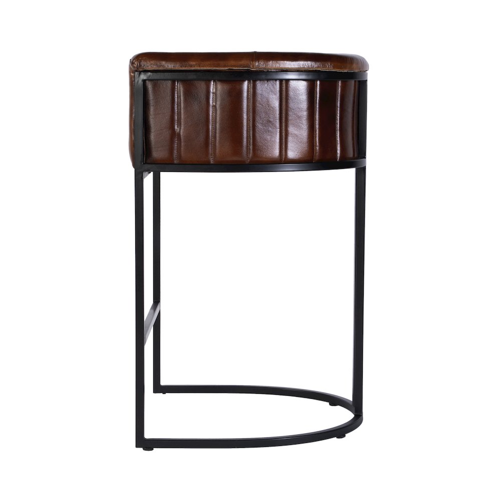 Rockford 29 in. Seat Height Leather Barrel Bar Stool, Black, Brown. Picture 4