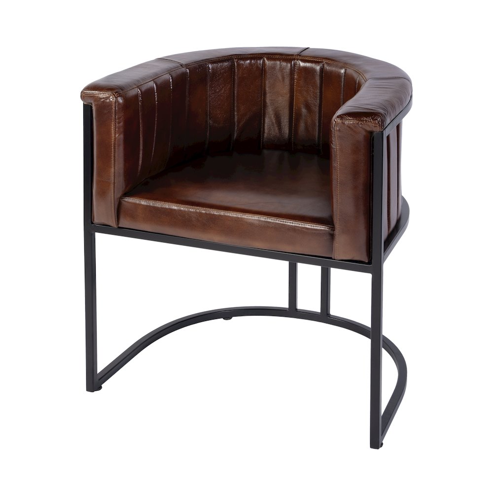 Rockford 19 in. Seat Height Leather Accent Chair, Black, Brown. Picture 1