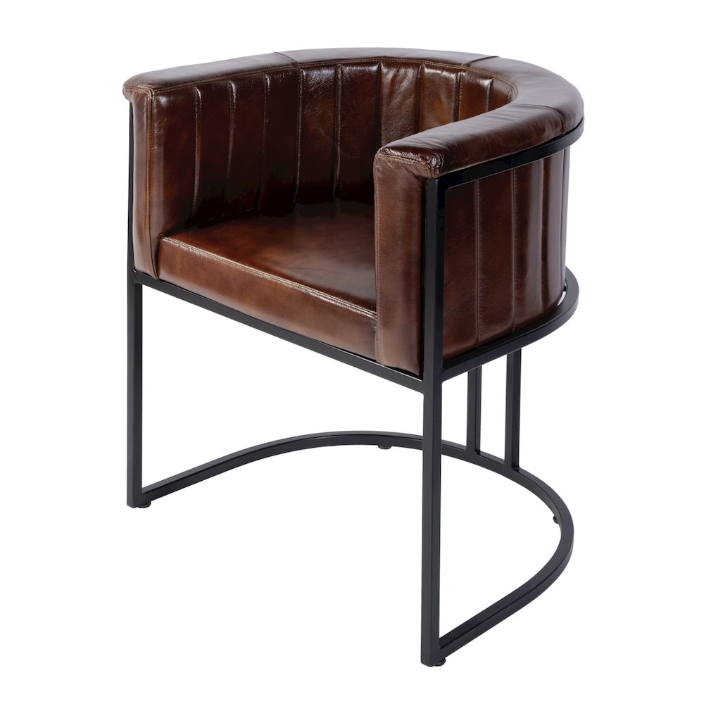 Rockford 19 in. Seat Height Leather Accent Chair, Black, Brown. Picture 3