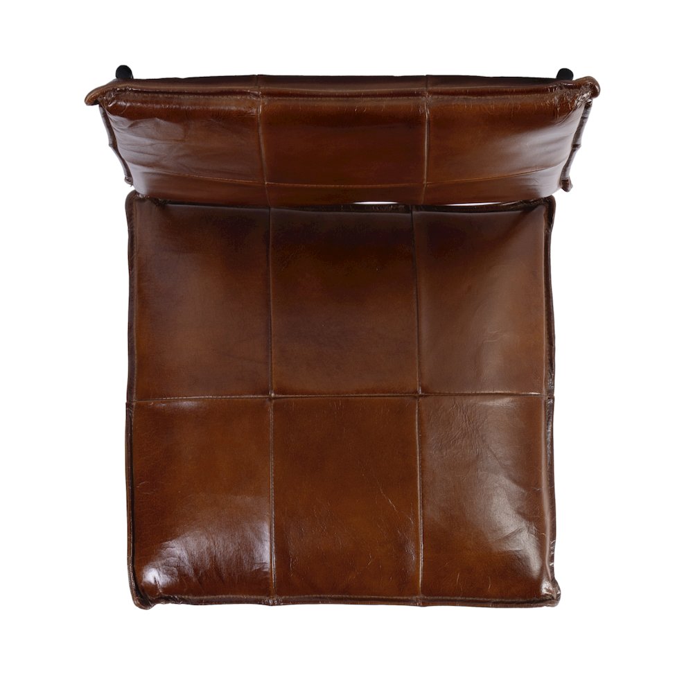Niles Leather and Iron Bar Stool, Brown, Black. Picture 6