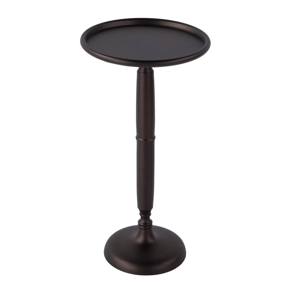 Alexi 12 in. W Round All Metal Pedestal Base End Table, Bronze. Picture 1