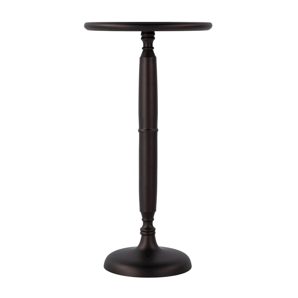 Alexi 12 in. W Round All Metal Pedestal Base End Table, Bronze. Picture 3