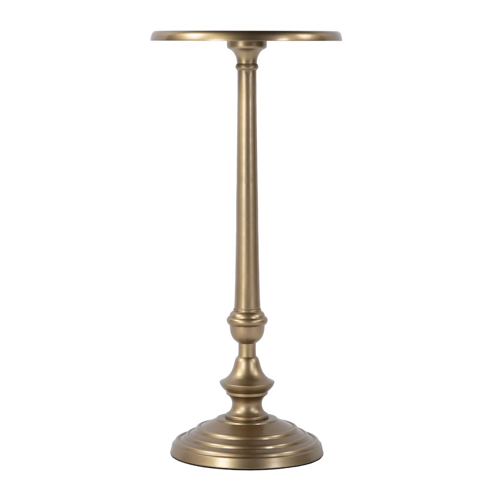 Astoria 10 in. W Round Metal Pedestal Base End Table, Antique Gold. Picture 3
