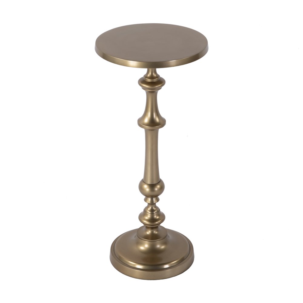 Bartel 10.25 in. W Round Metal Pedestal Base End Table, Antique Gold. Picture 1