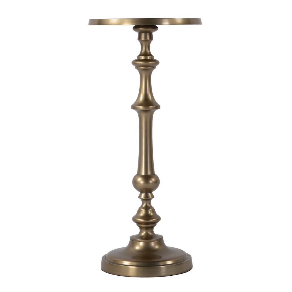 Bartel 10.25 in. W Round Metal Pedestal Base End Table, Antique Gold. Picture 3
