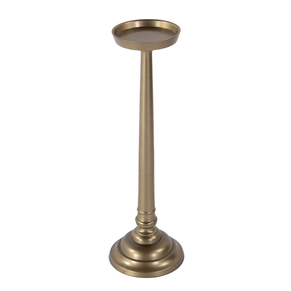 Tilly 7 in. W Round All Metal Pedestal Base End Table, Antique Gold. Picture 1