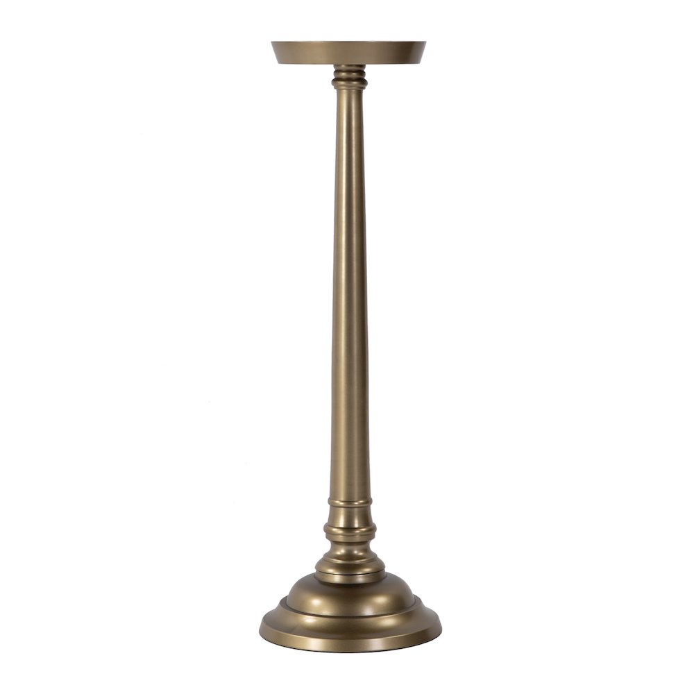 Tilly 7 in. W Round All Metal Pedestal Base End Table, Antique Gold. Picture 3