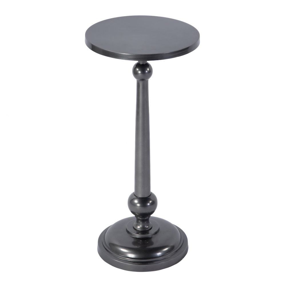 Sterling 10 in. W Round All Metal Pedestal Base End Table, Silver. Picture 1