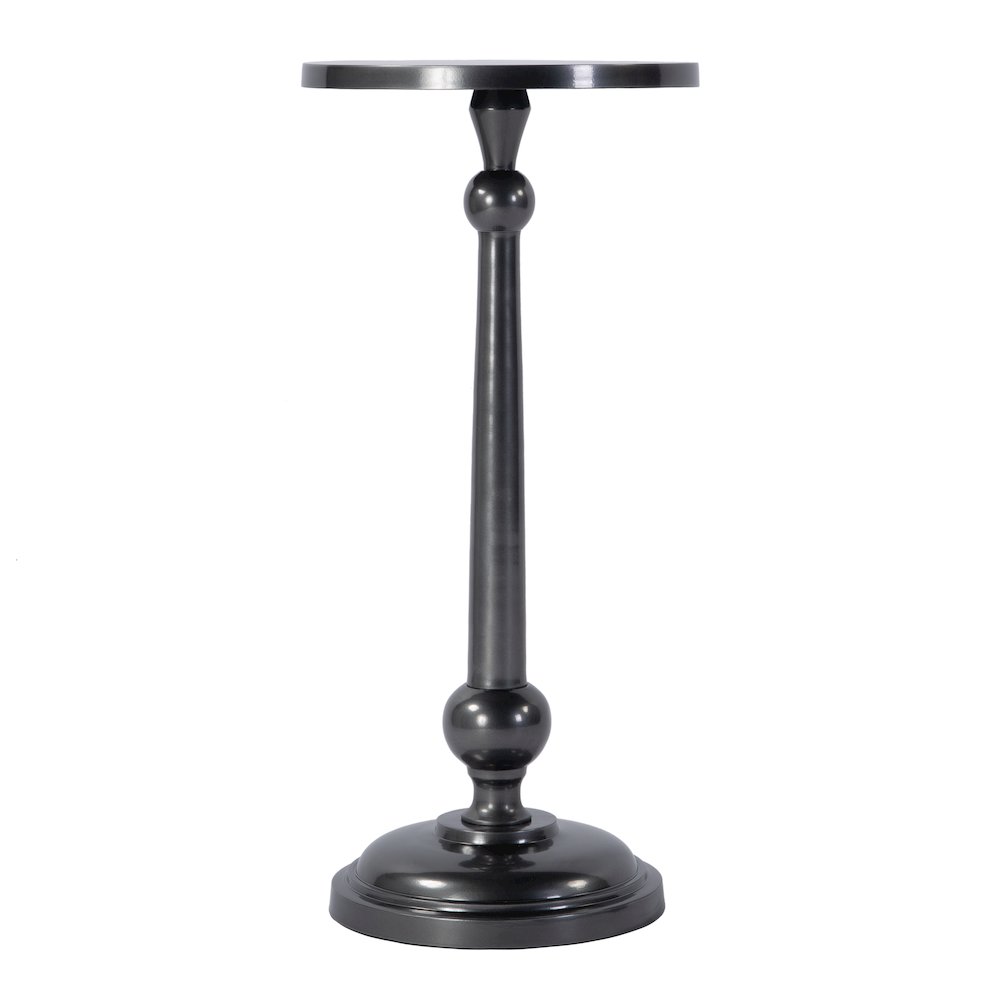 Sterling 10 in. W Round All Metal Pedestal Base End Table, Silver. Picture 3