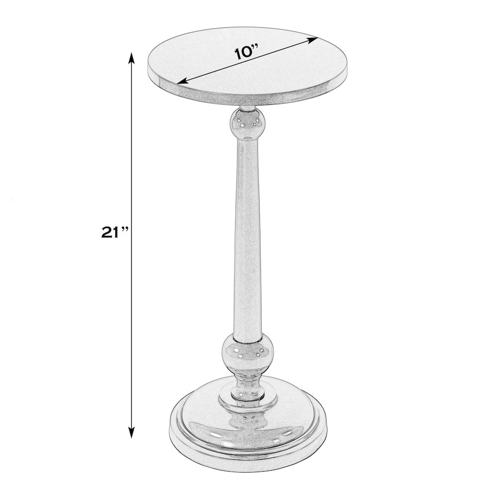 Sterling 10 in. W Round All Metal Pedestal Base End Table, Silver. Picture 2