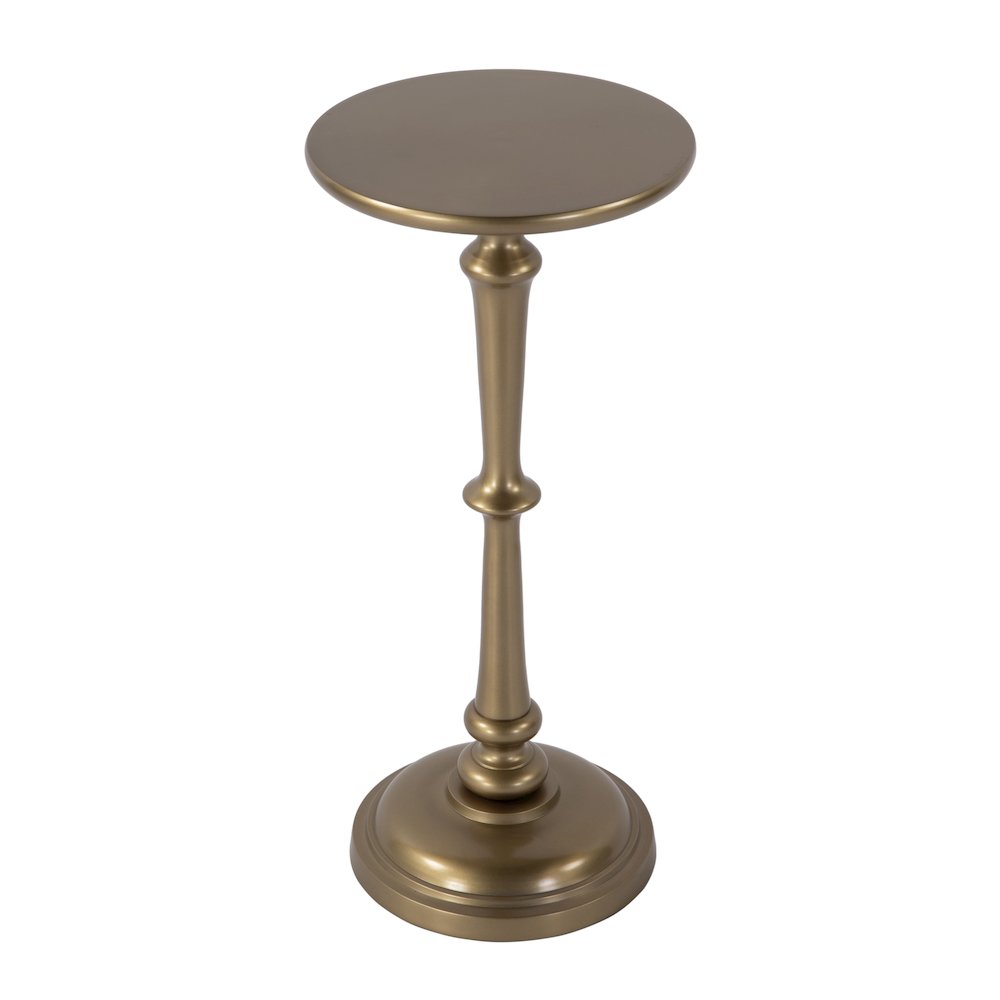 Alisa 10 in. W Round All Metal Pedestal Base End Table, Antique Gold. Picture 1