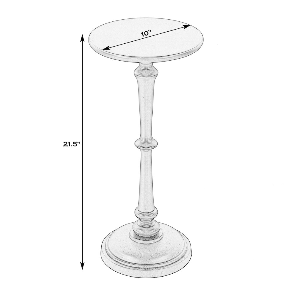 Alisa 10 in. W Round All Metal Pedestal Base End Table, Antique Gold. Picture 2