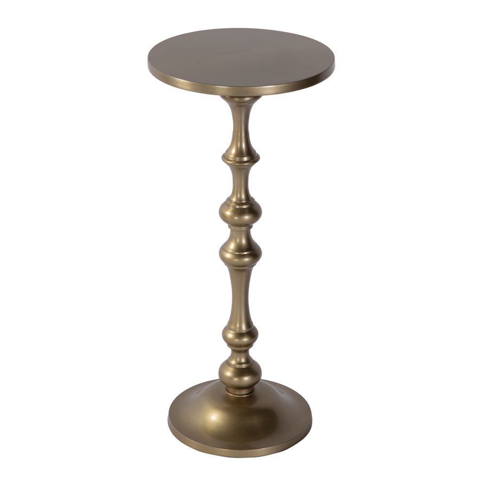Passeo 10 in. W Round All Metal Pedestal Base End Table, Gold. Picture 1