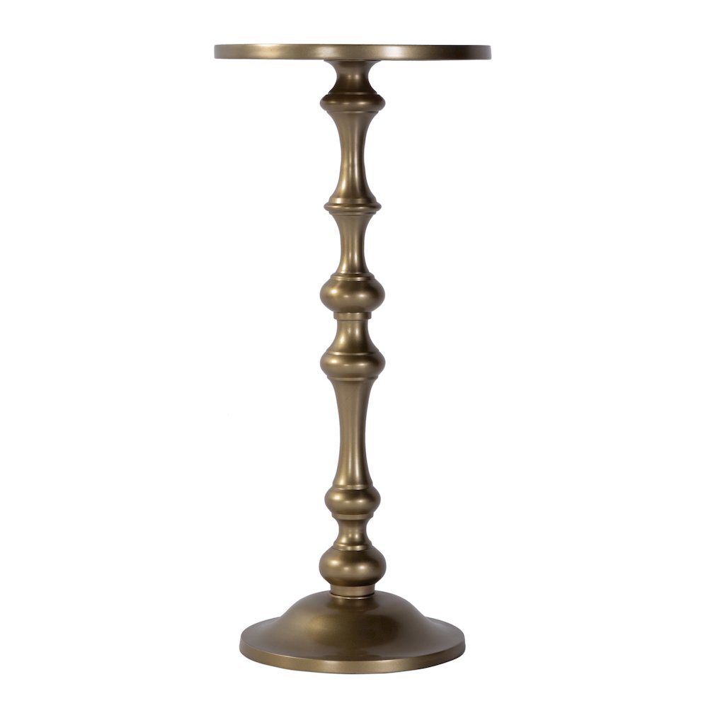 Passeo 10 in. W Round All Metal Pedestal Base End Table, Gold. Picture 3