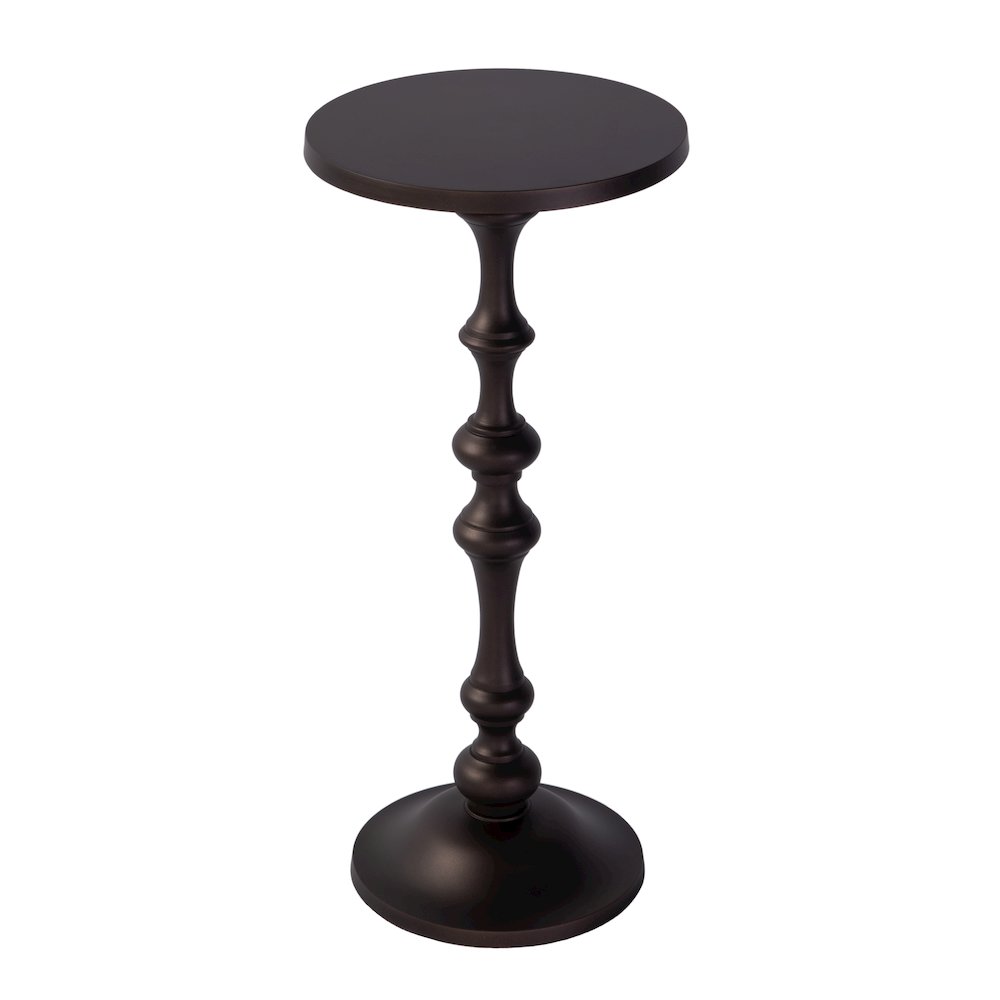 Passeo 10 in. W Round All Metal Pedestal Base End Table, Bronze. Picture 1