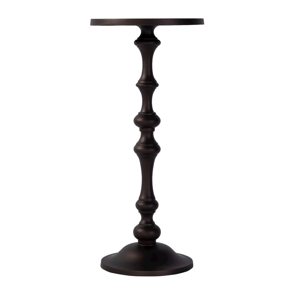 Passeo 10 in. W Round All Metal Pedestal Base End Table, Bronze. Picture 3