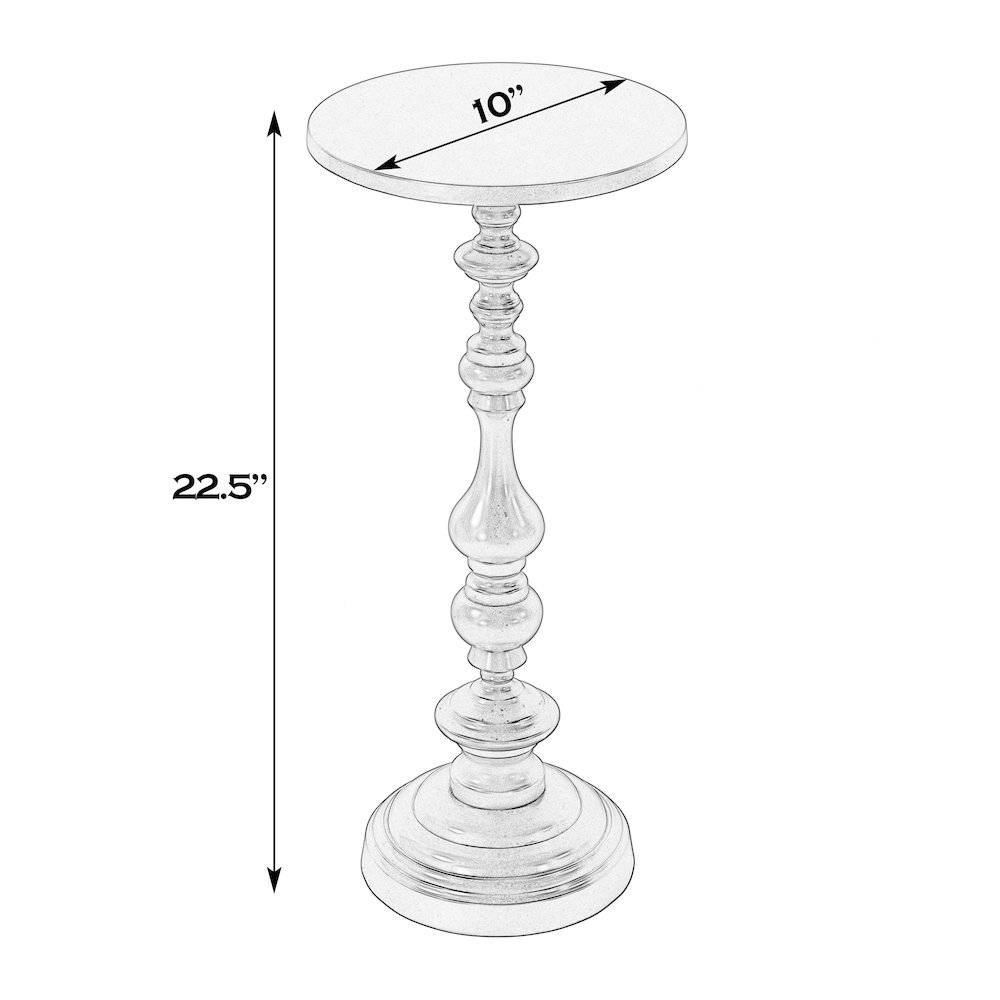 Mario 10 in. W Round All Metal Pedestal Base End Table, Silver. Picture 2