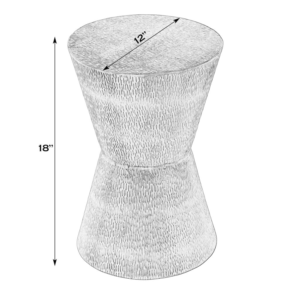 Flen 12 in. W Round Aluminum Modern End Table, Silver. Picture 2