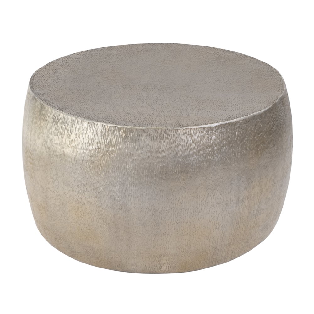 Sahara 31.5 in. W Round Stainless Steel Coffee Table, Antique Gold. Picture 1