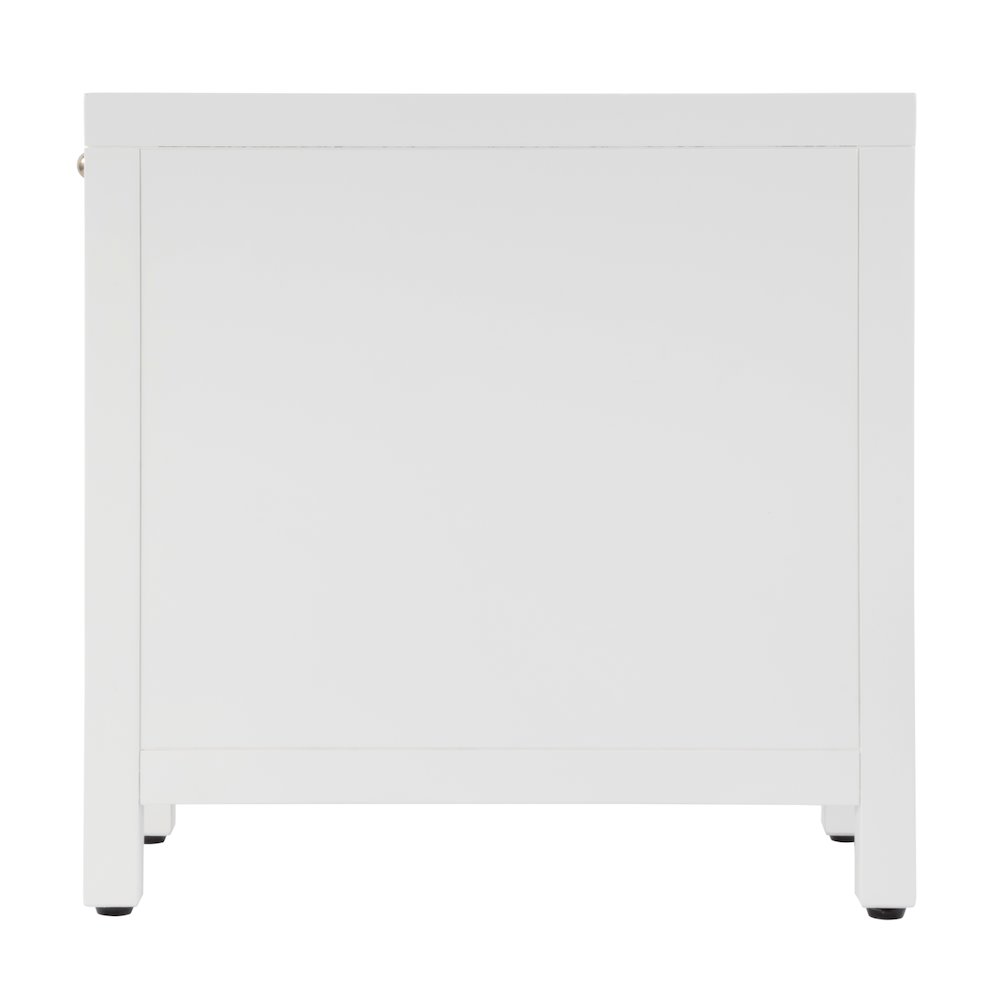 Nora 12 in. W Rectangular Wood 1 Door Narrow End Table with Pull-Out Tray, White. Picture 7