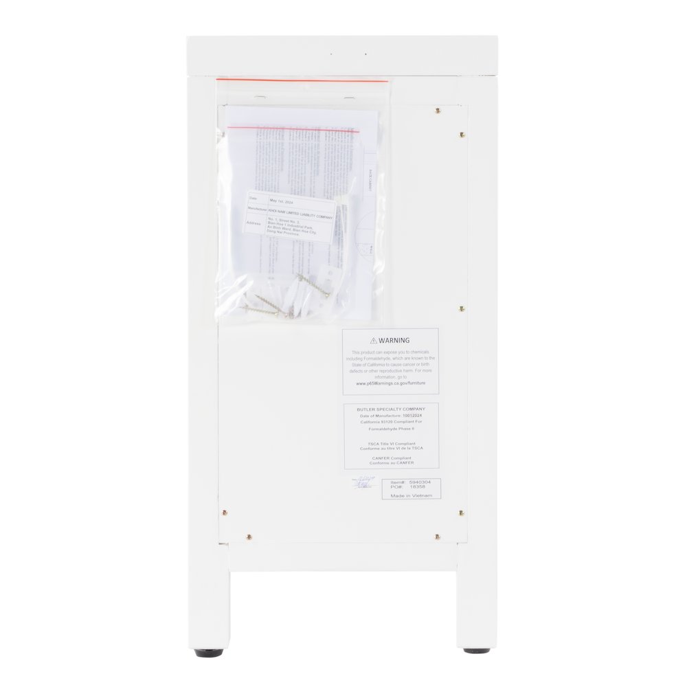 Nora 12 in. W Rectangular Wood 1 Door Narrow End Table with Pull-Out Tray, White. Picture 8