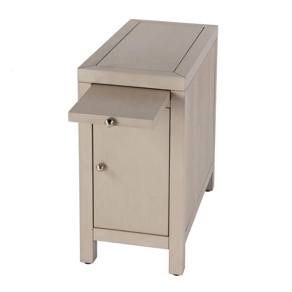 Nora 12 in. W Rectangular Wood 1 Door Narrow End Table with Pull-Out Tray, Taupe. Picture 4