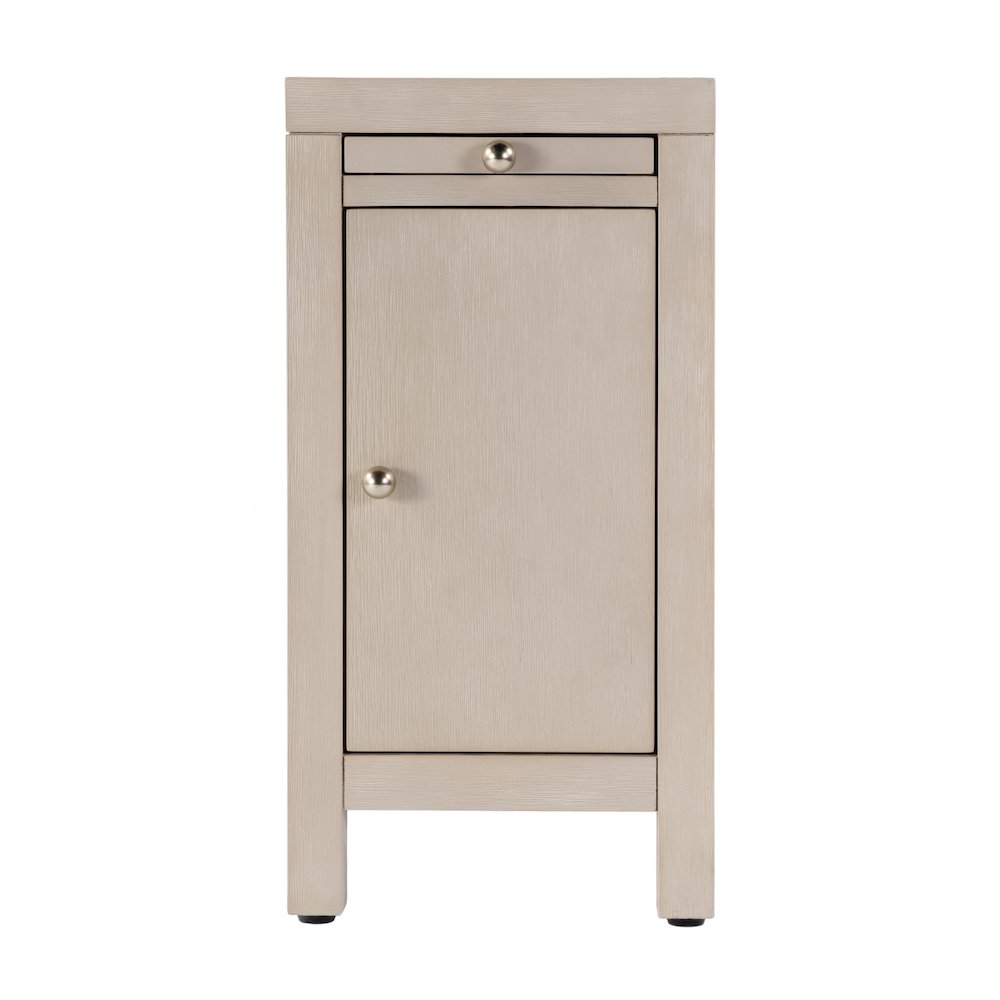 Nora 12 in. W Rectangular Wood 1 Door Narrow End Table with Pull-Out Tray, Taupe. Picture 5