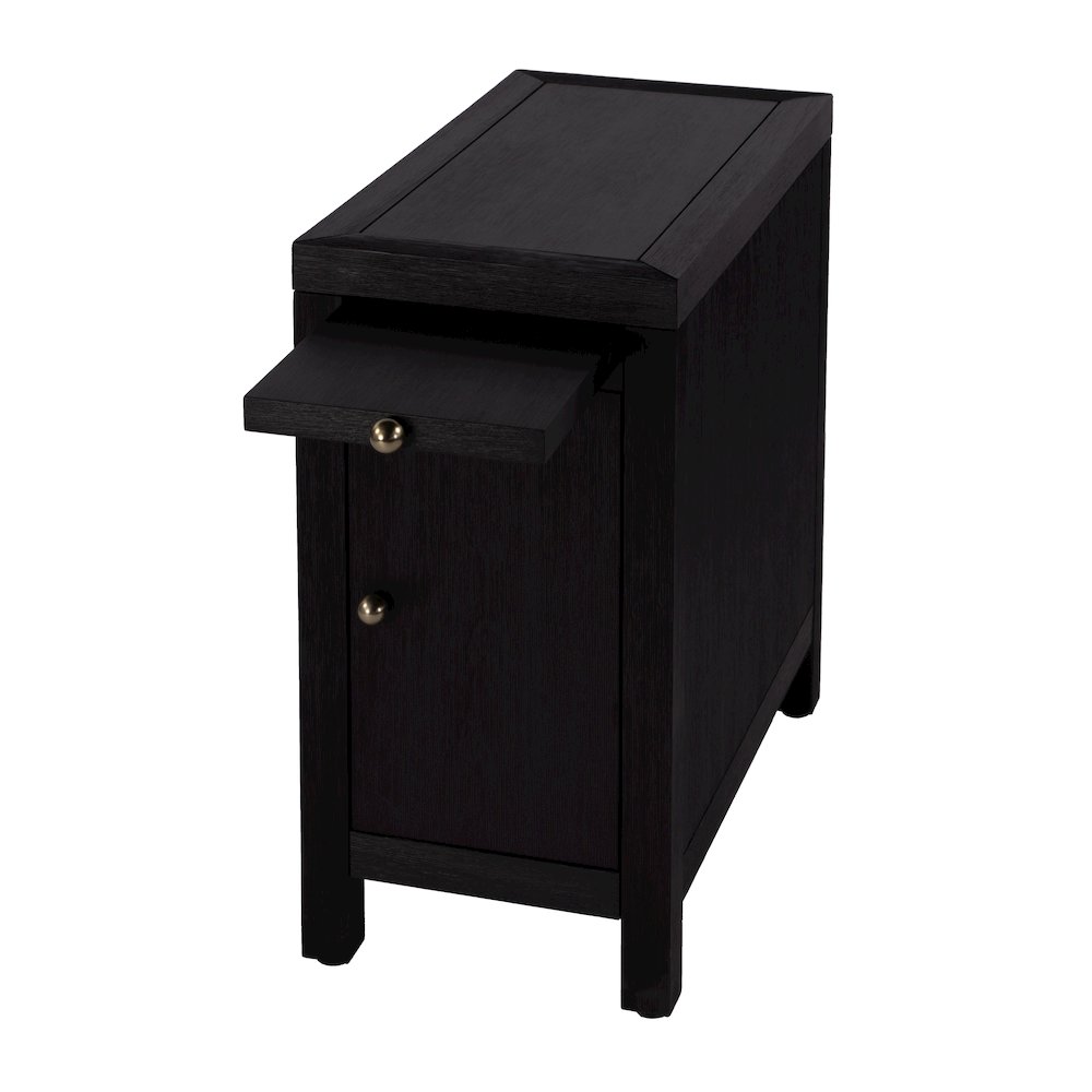 12 in. W Rectangular Wood 1 Door Narrow End Table with Pull-Out Tray, Coffee. Picture 4