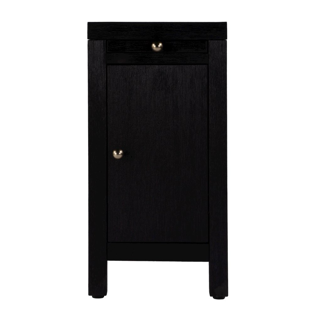 12 in. W Rectangular Wood 1 Door Narrow End Table with Pull-Out Tray, Coffee. Picture 5