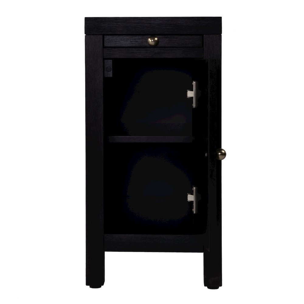 12 in. W Rectangular Wood 1 Door Narrow End Table with Pull-Out Tray, Coffee. Picture 6