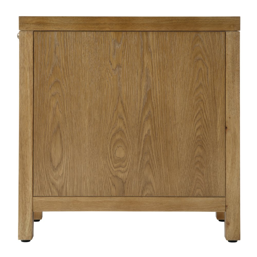 12 in. W Rectangular Wood 1 Door Narrow End Table with Pull-Out Tray, Natural. Picture 6