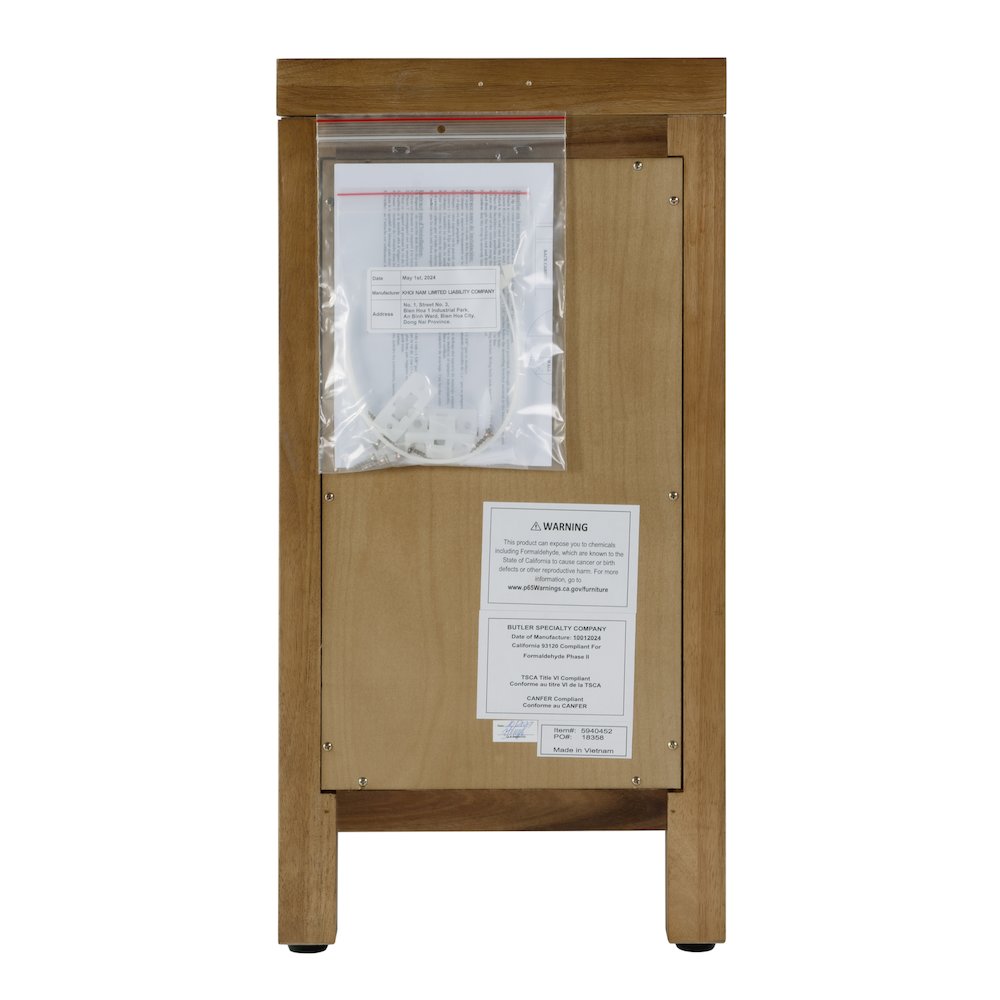 12 in. W Rectangular Wood 1 Door Narrow End Table with Pull-Out Tray, Natural. Picture 7