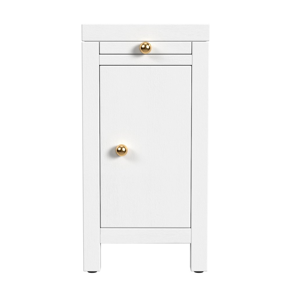 Nora 12 in. W Rectangular Wood 1 Door Narrow End Table, White. Picture 4