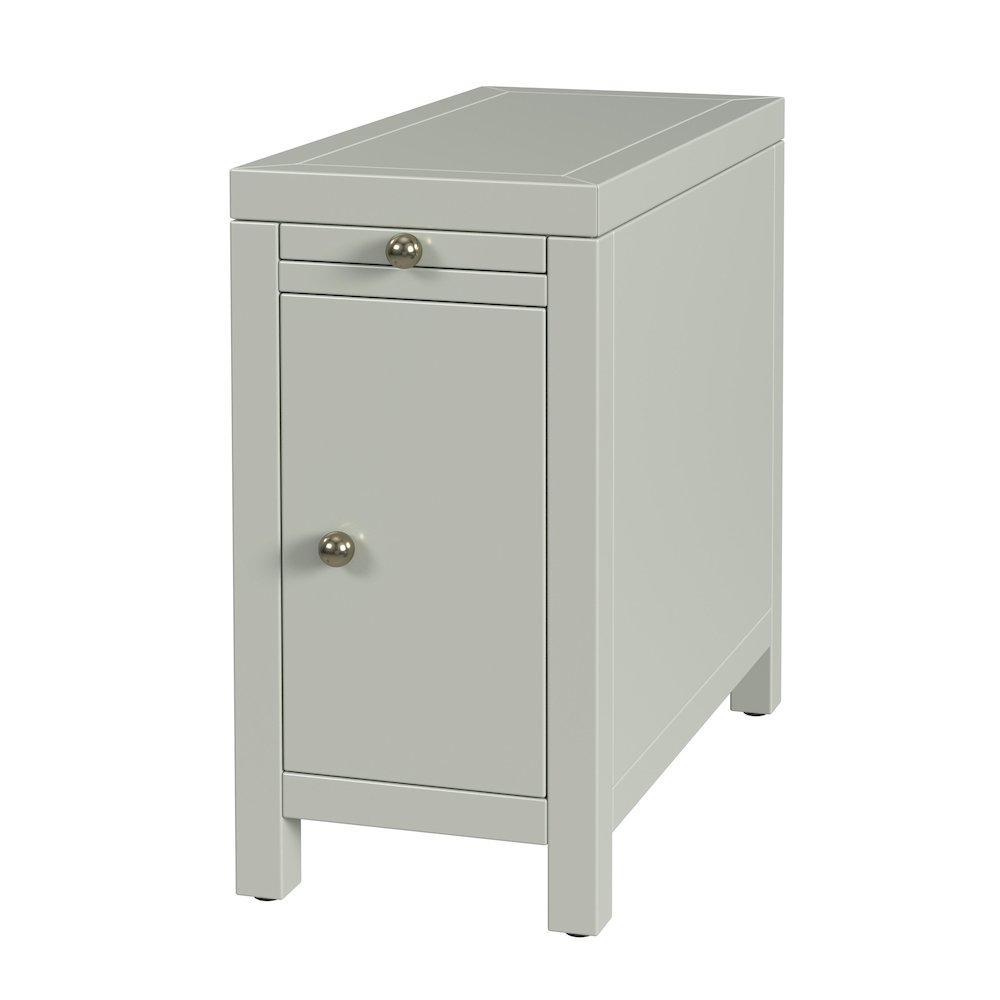 Nora 12 in. W Wood 1 Door End Table with Pull-Out Tray, Sage Green. Picture 1