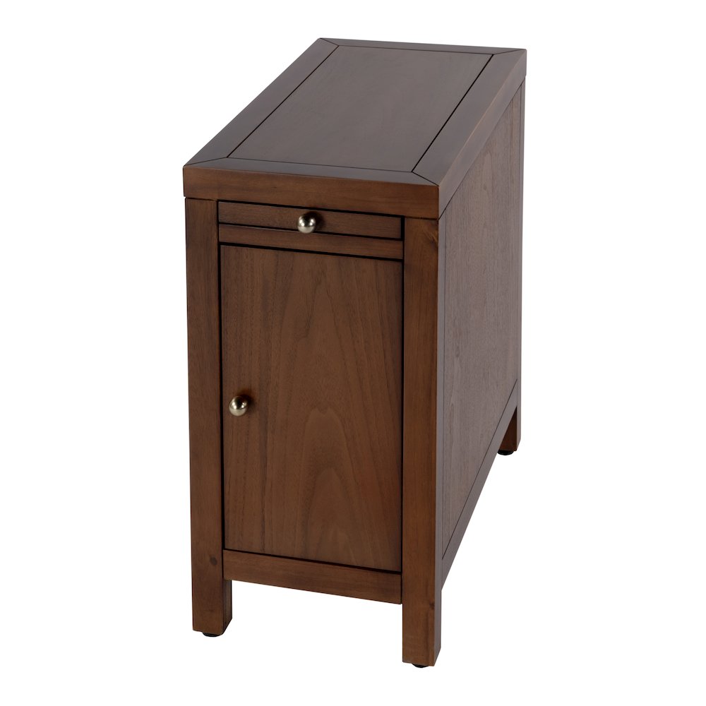 12 in. W Rectangular Wood 1 Door Narrow End Table with Pull-Out Tray. Picture 1