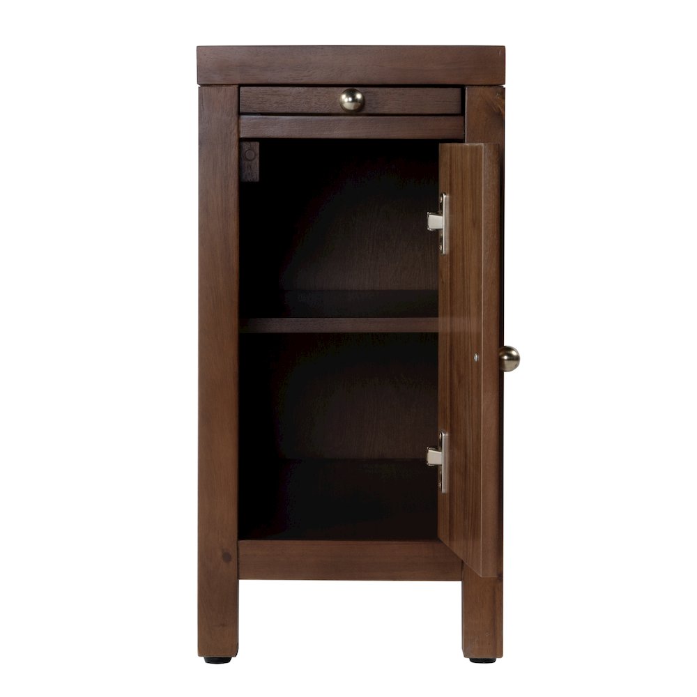 12 in. W Rectangular Wood 1 Door Narrow End Table with Pull-Out Tray. Picture 6