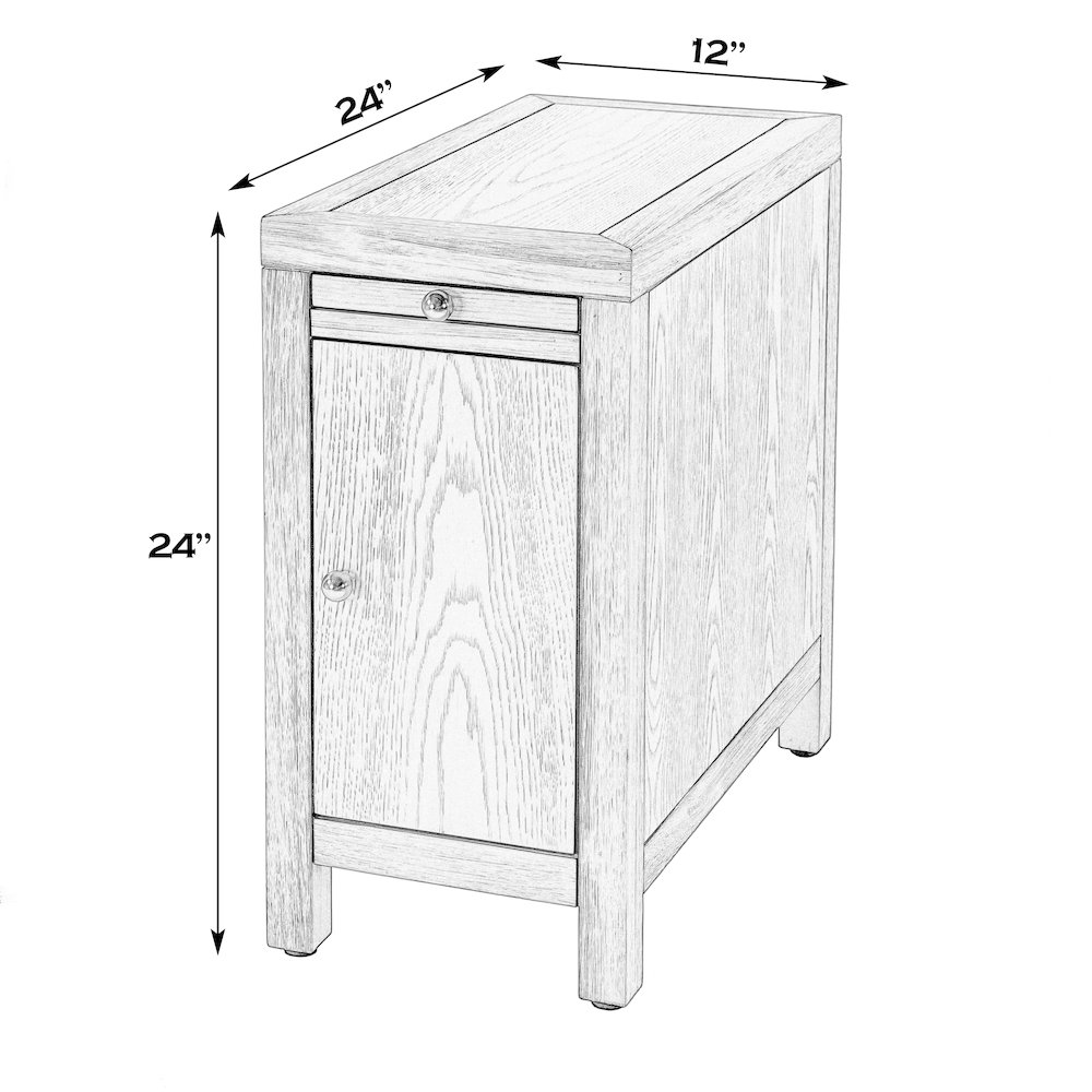 12 in. W Rectangular Wood 1 Door Narrow End Table with Pull-Out Tray. Picture 2