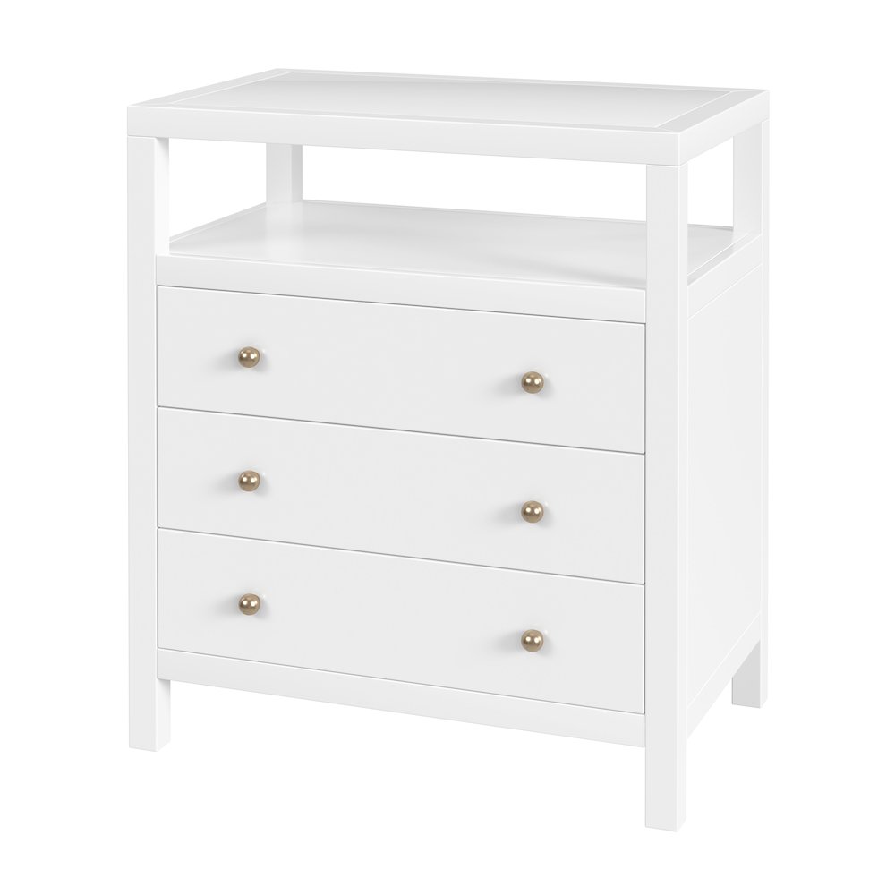 27 in. W Rectangular Wood 3 Drawer Tall Nightstand with Open Shelf on Top. Picture 1