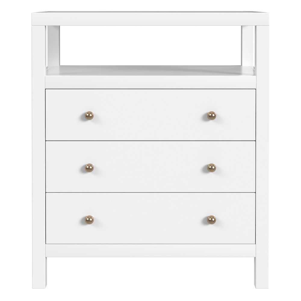 27 in. W Rectangular Wood 3 Drawer Tall Nightstand with Open Shelf on Top. Picture 4
