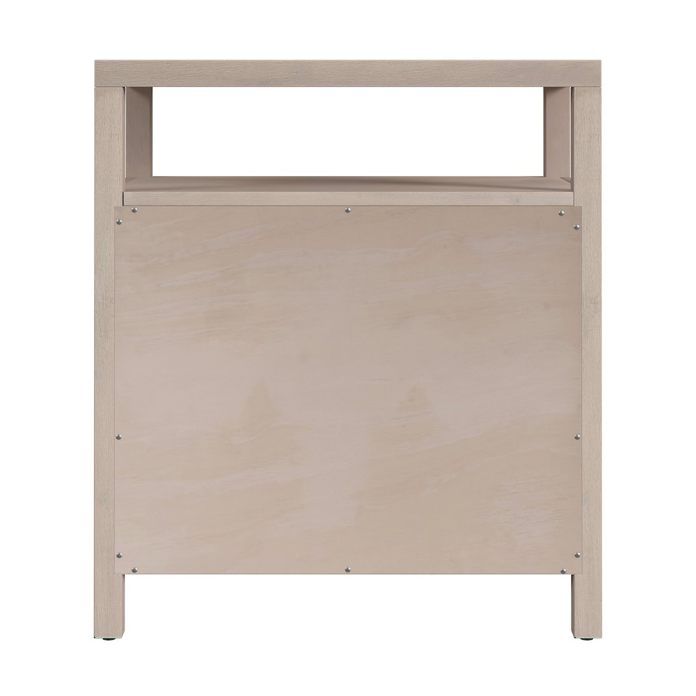 Nora 27 in. W Wood 3 Drawer Tall Nightstand with Shelf, Taupe. Picture 6
